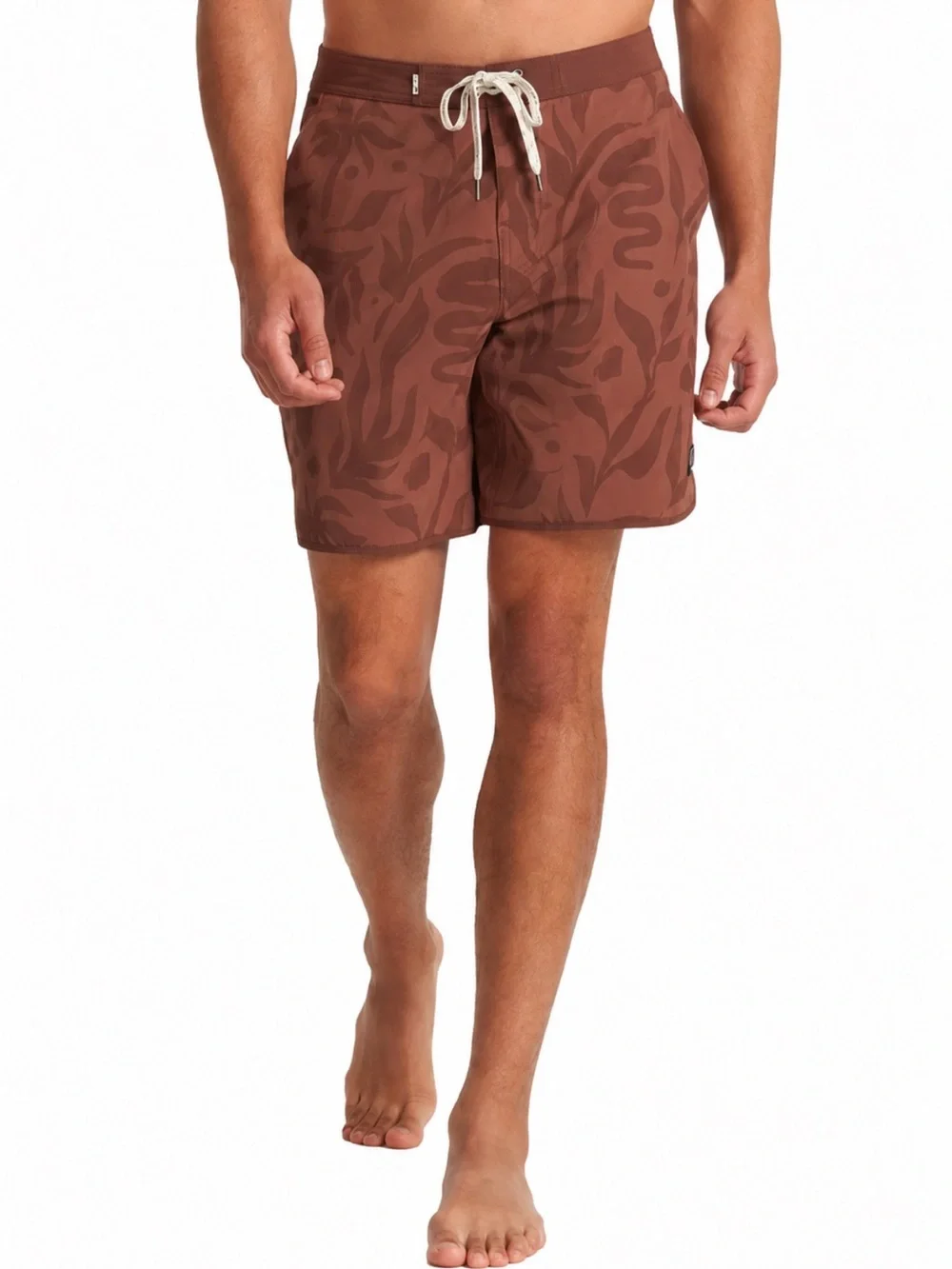 Vuori Cruise Boardshort Men’s Brown Tropical Print Swim Trunks Size 32 EUC!